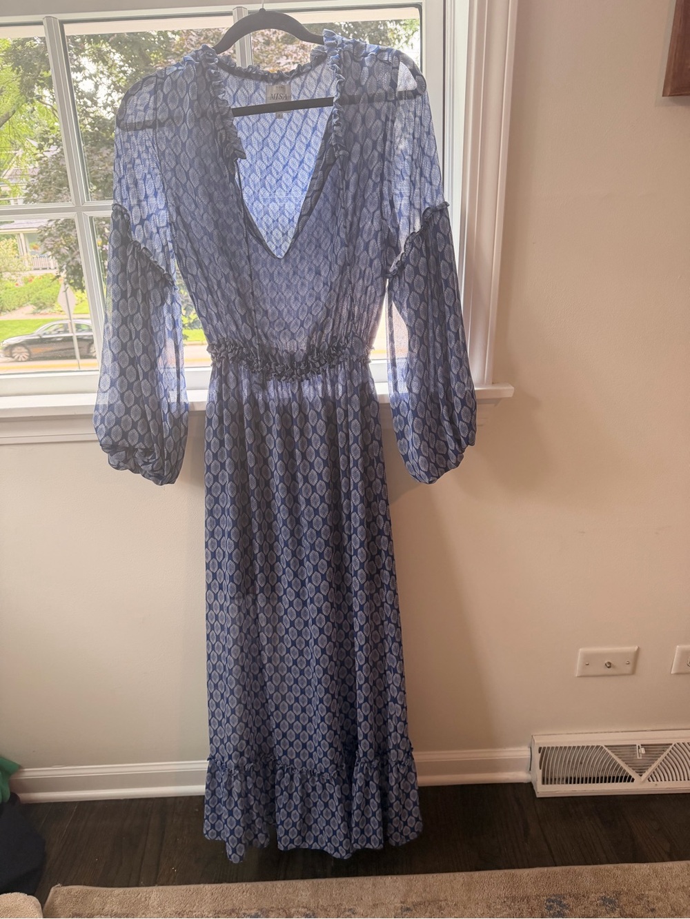 Misa Los Angeles Blue Printed Long-Sleeve Maxi Dress - Picture 2 of 2